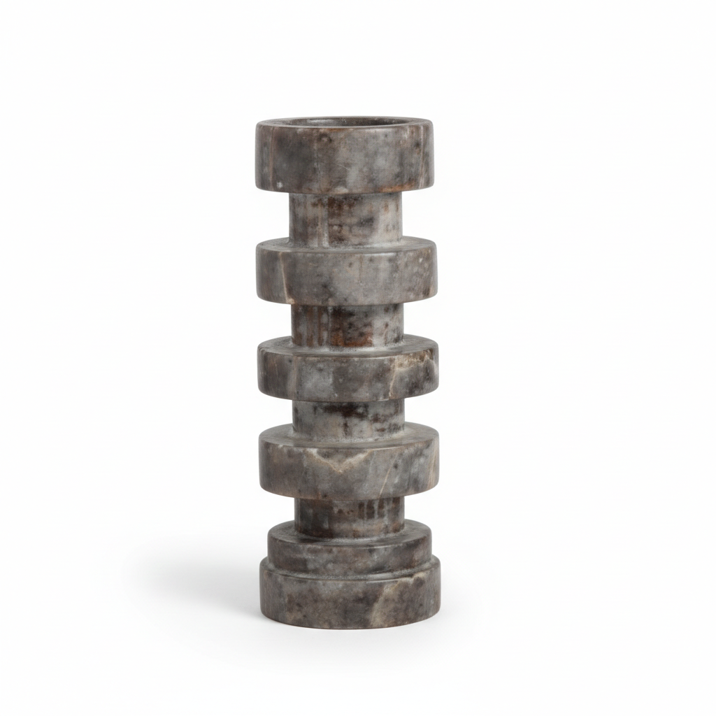 The Threaded Candle Holder Grey