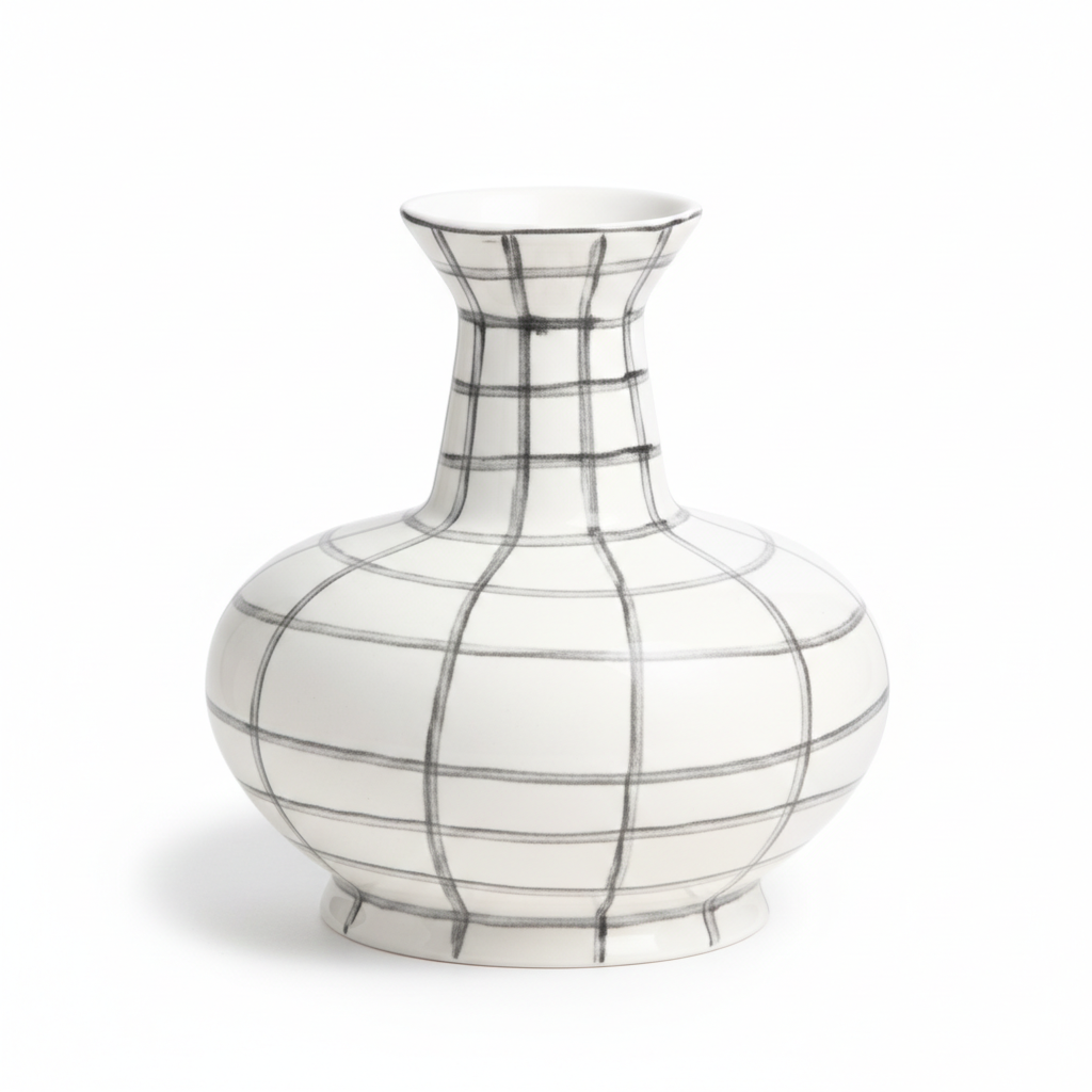 The Hand-Painted Grid Vase - S