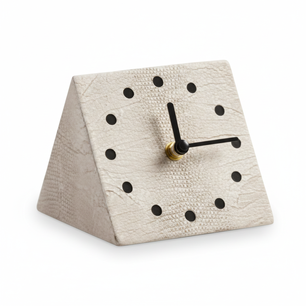The Geometric Prism Clock – Textured Grey