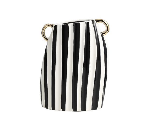 Black & White Vertical Striped Vase