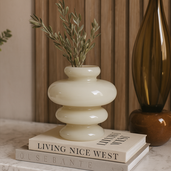 Beige Multi-Circle Glass Vase