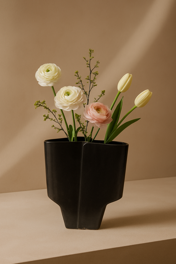 Black Ceramic Sculptural Vase