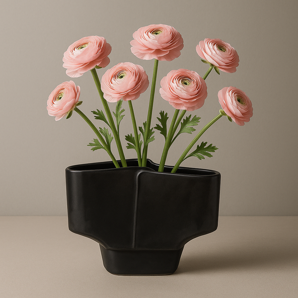 Black Ceramic Low Sculptural Vase&nbsp;