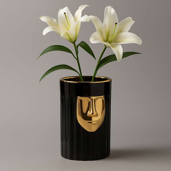 Black &amp; Gold Face Vase
