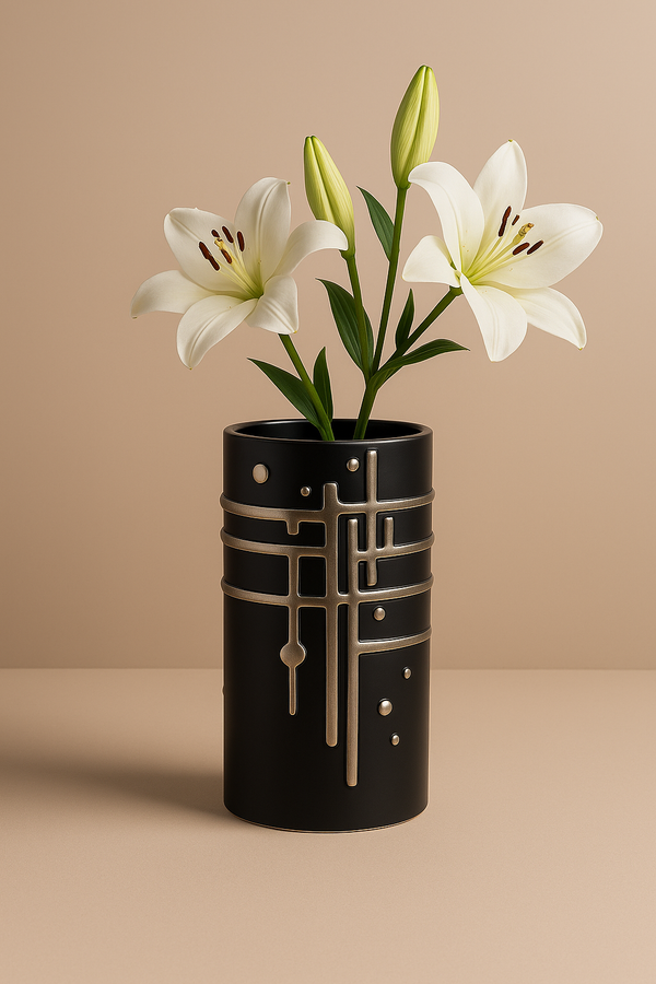 Black &amp; Silver Geometric Vase