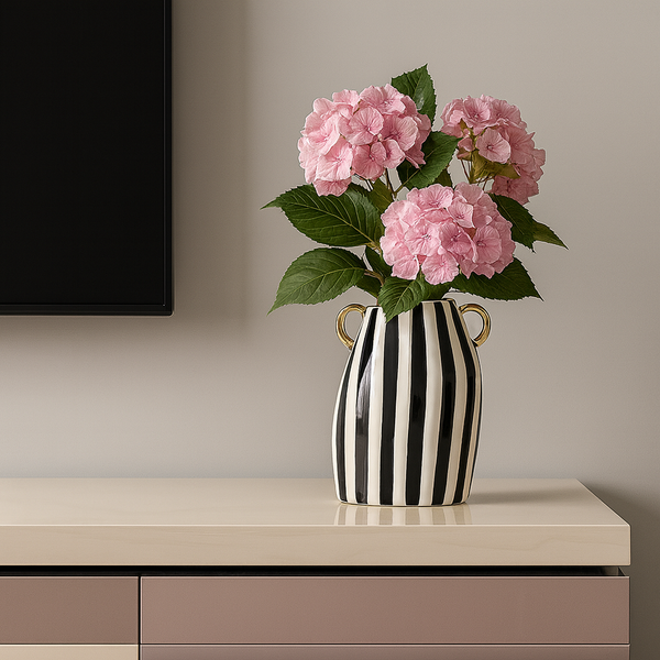 Black & White Vertical Striped Vase