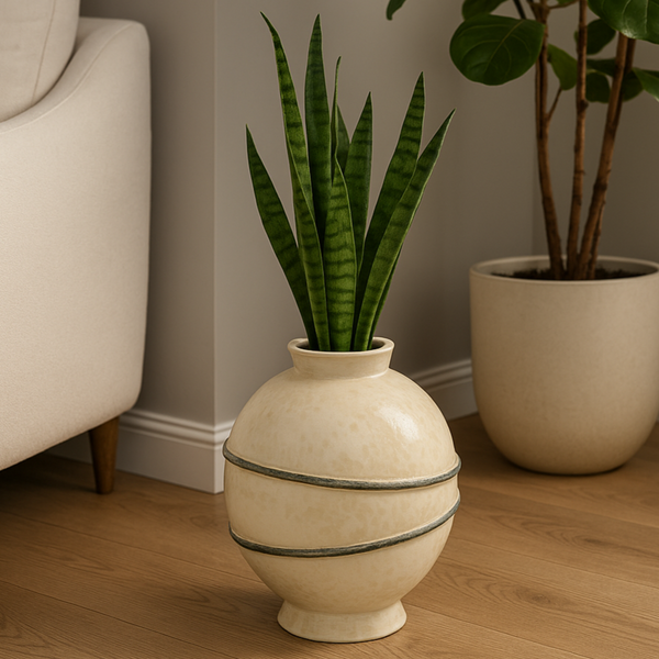Beige Textured Globe Vase