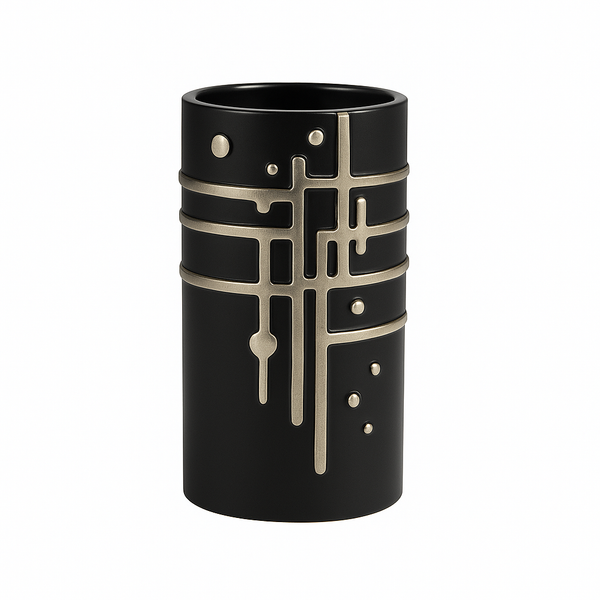 Black & Silver Geometric Vase