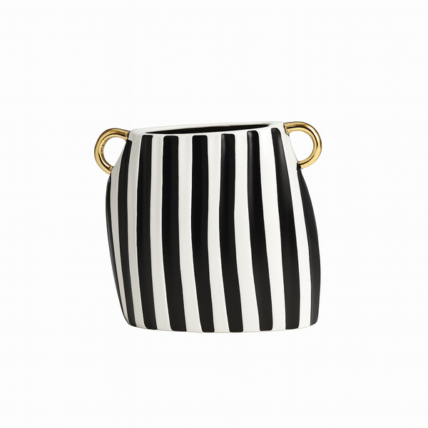 Black & White Vertical Striped Vase [Small]