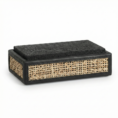 The Rattan Storage Box with Stone Lid - M