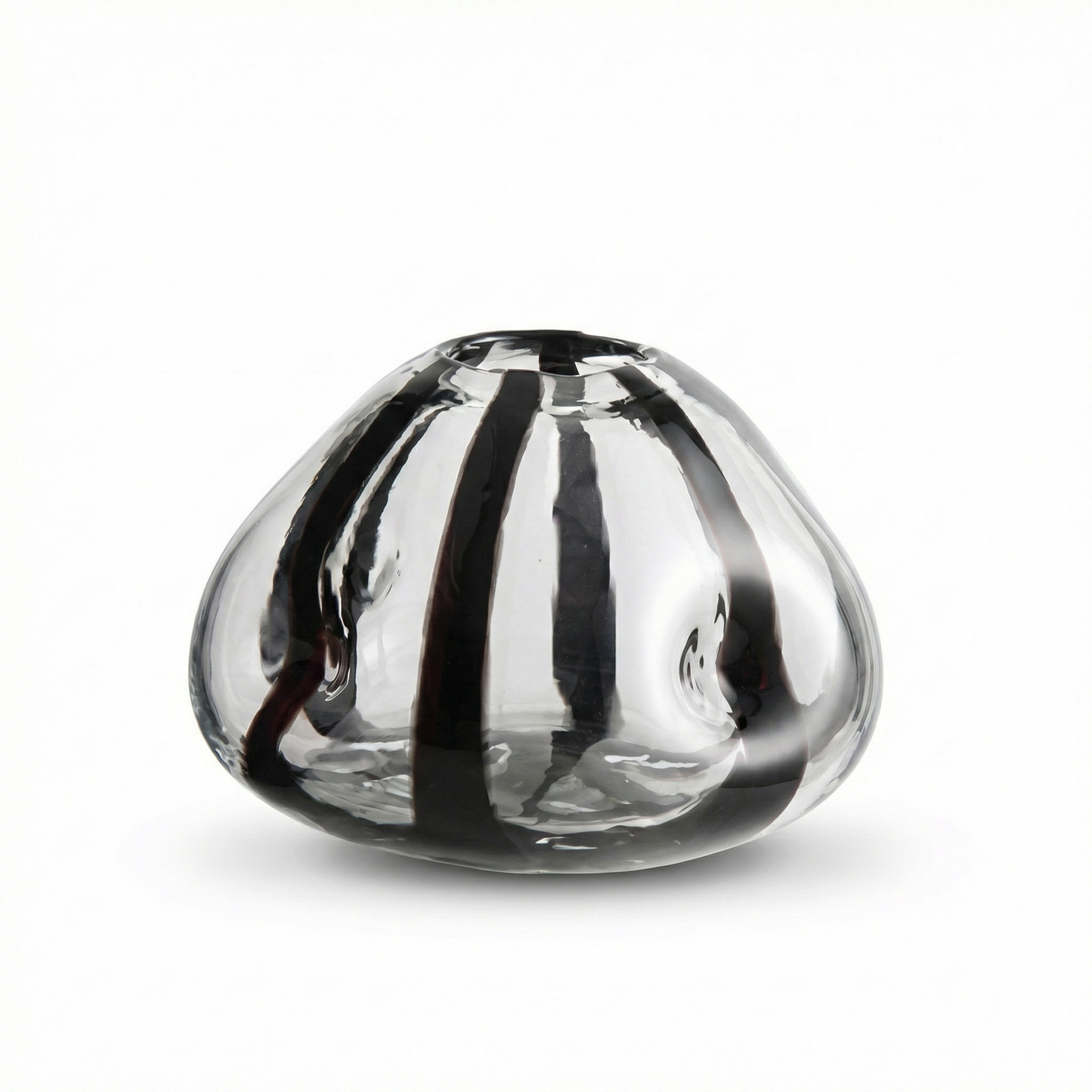 The Black Strip Glass Vase - Low