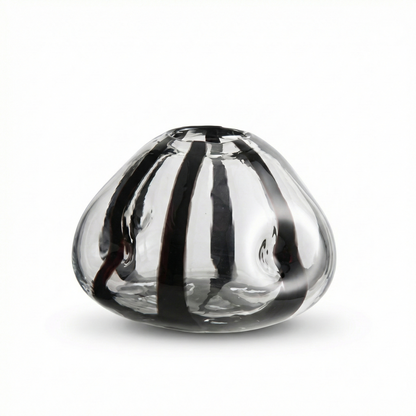 The Black Strip Glass Vase - Low