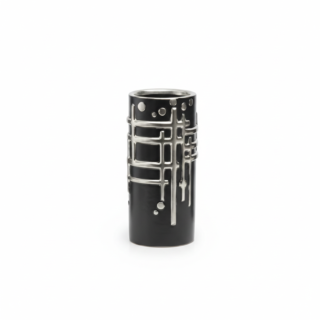 The Silver Metal Stamp Vase - S