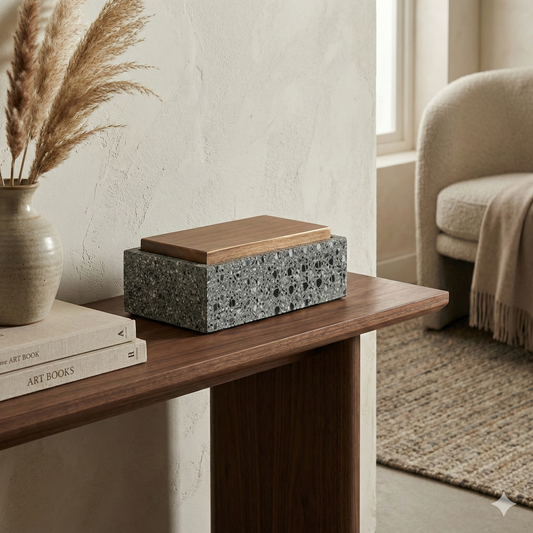 The Wooden Lid Decorative Box Grey - M