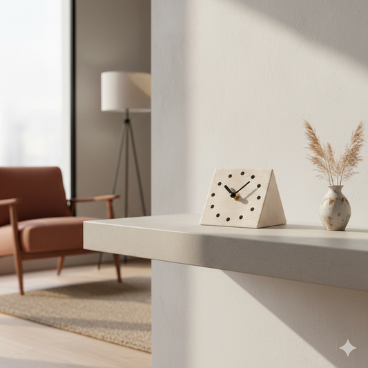 The Geometric Prism Clock – Textured Grey