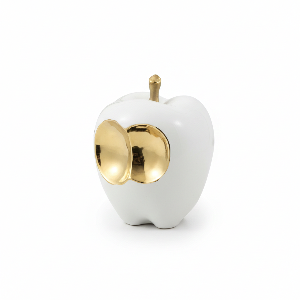 The Gilded Bite Apple – Ceramic Art