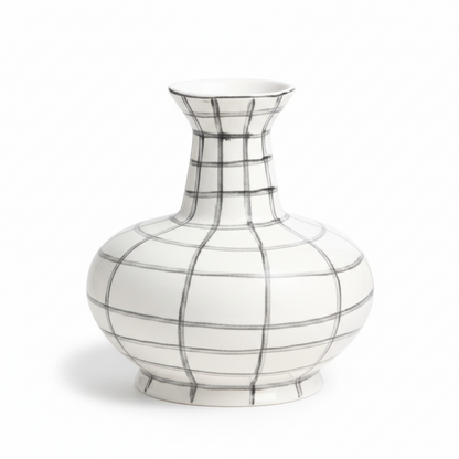 The Hand-Painted Grid Vase - S