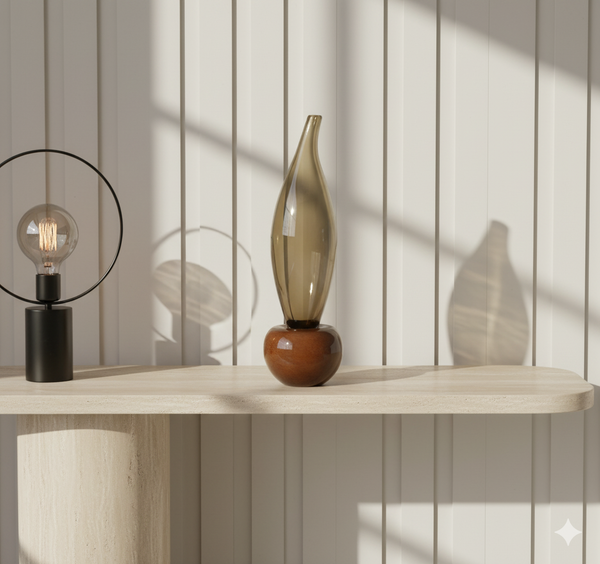 Amber Flame Glass Sculpture