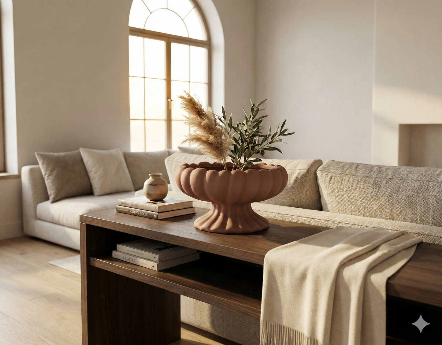 The Terra Fluted Coupe | Sculptural Ceramic Centerpiece