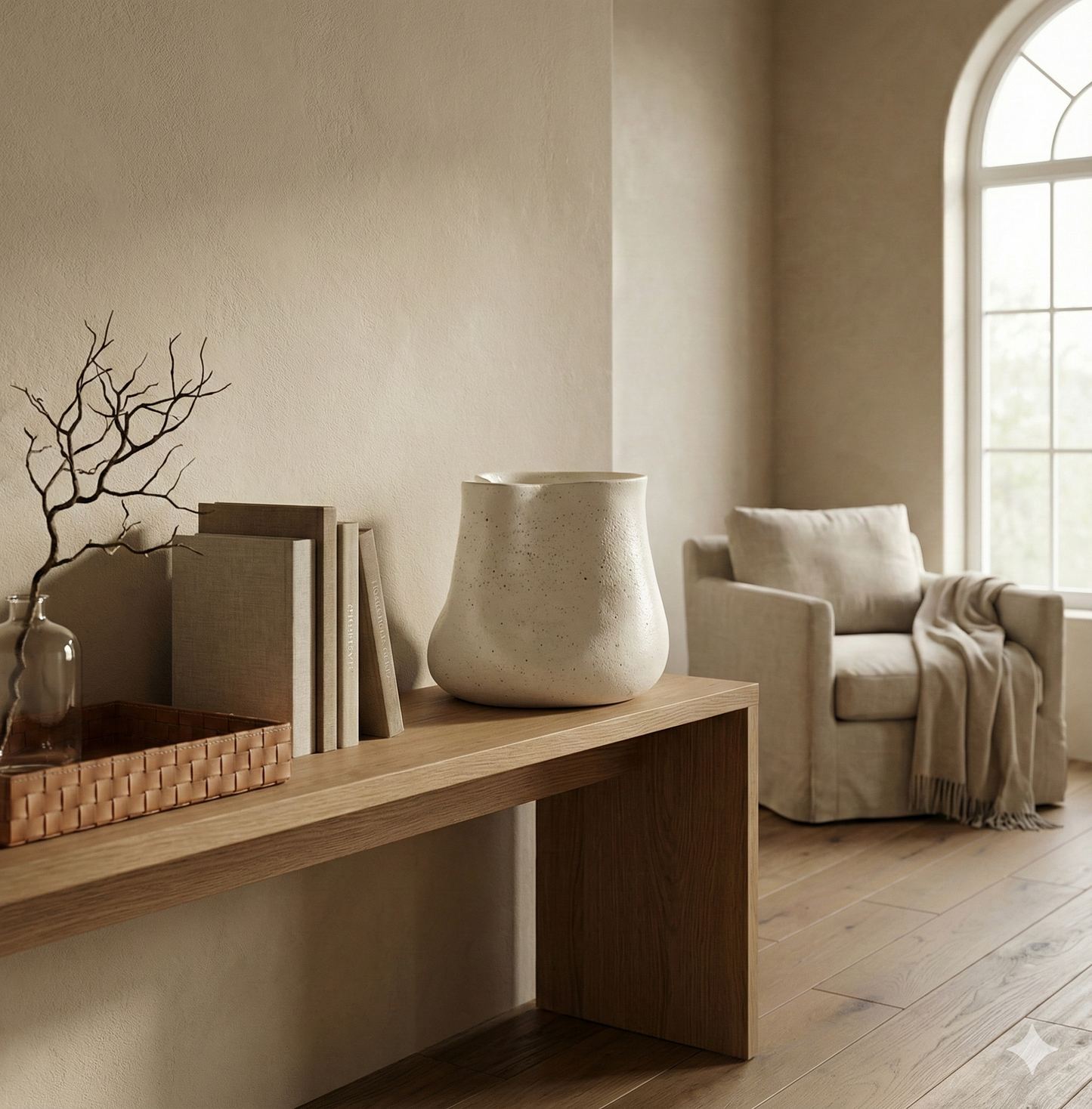 The Sand-Faced Vessel – Small White Ceramic