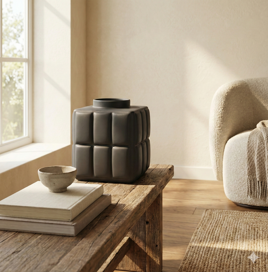 The Obsidian Grid Vase