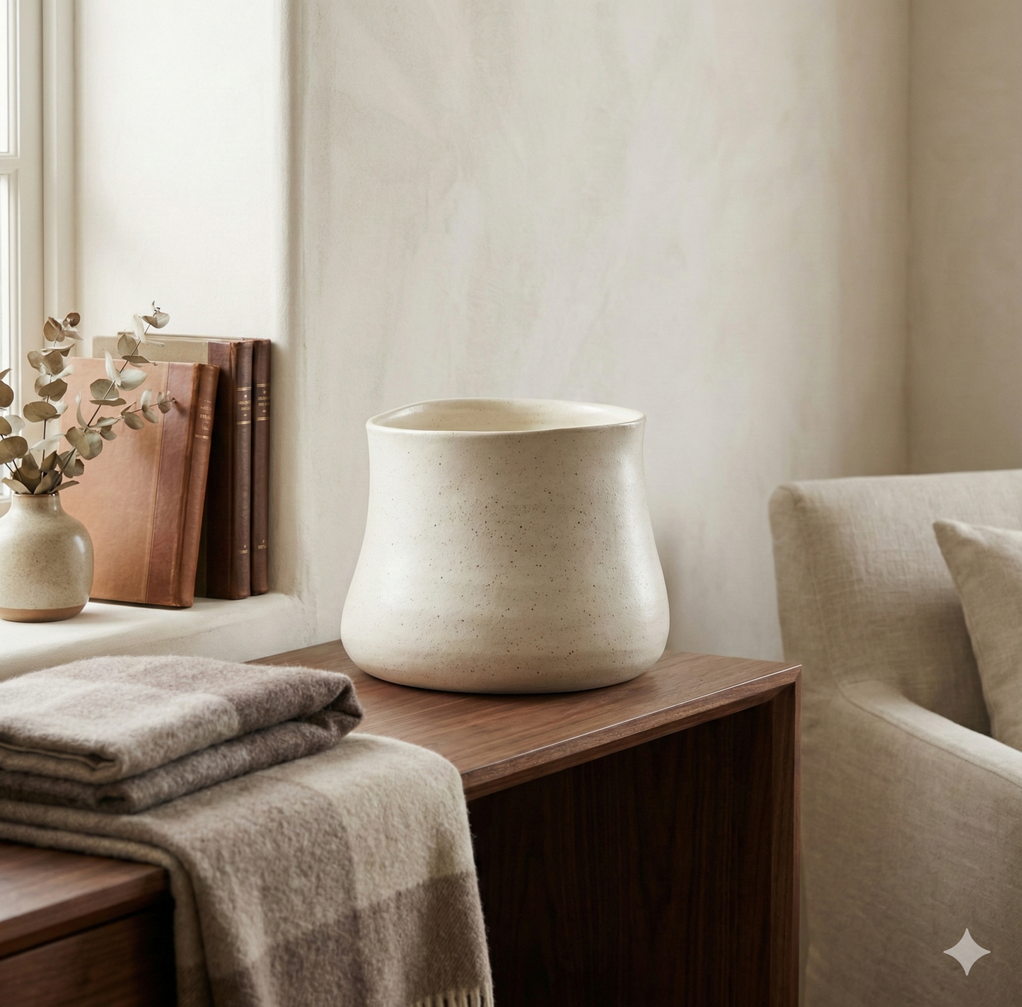 The Sand-Faced Vessel – Medium White Ceramic