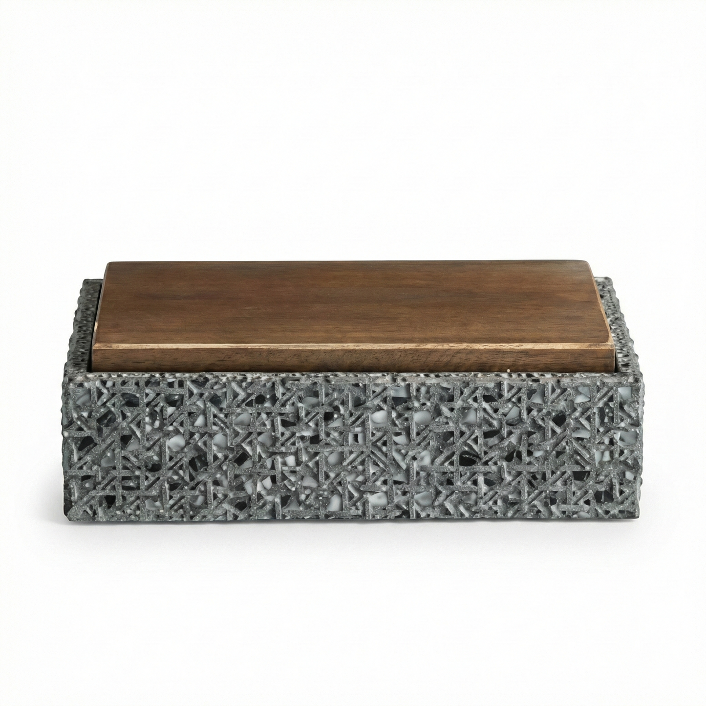 The Wooden Lid Decorative Box Grey - M