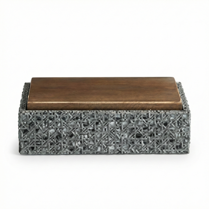 The Wooden Lid Decorative Box Grey - M