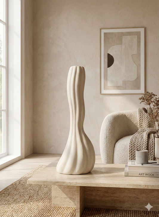 The Organic Ribbed Totem | Sculptural Ceramic Candle Holder