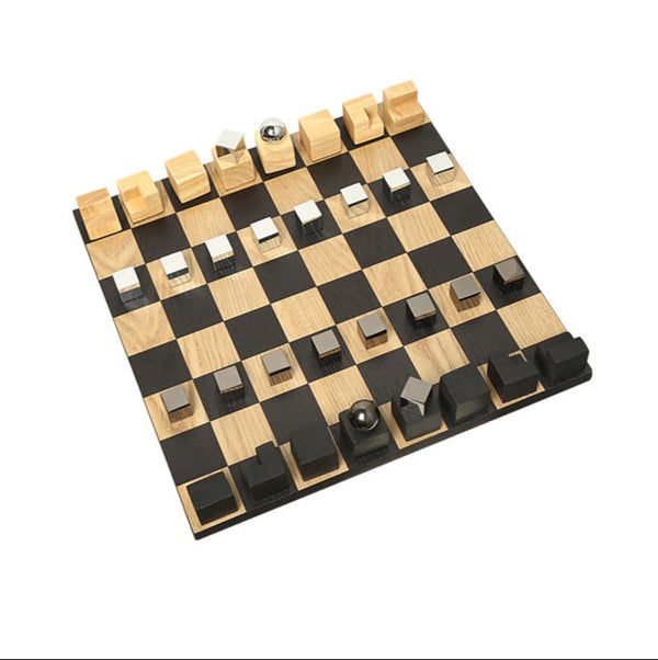 Simple Chess Set – Paulownia Wood &amp; Metal