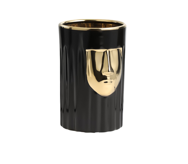 Black &amp; Gold Face Vase